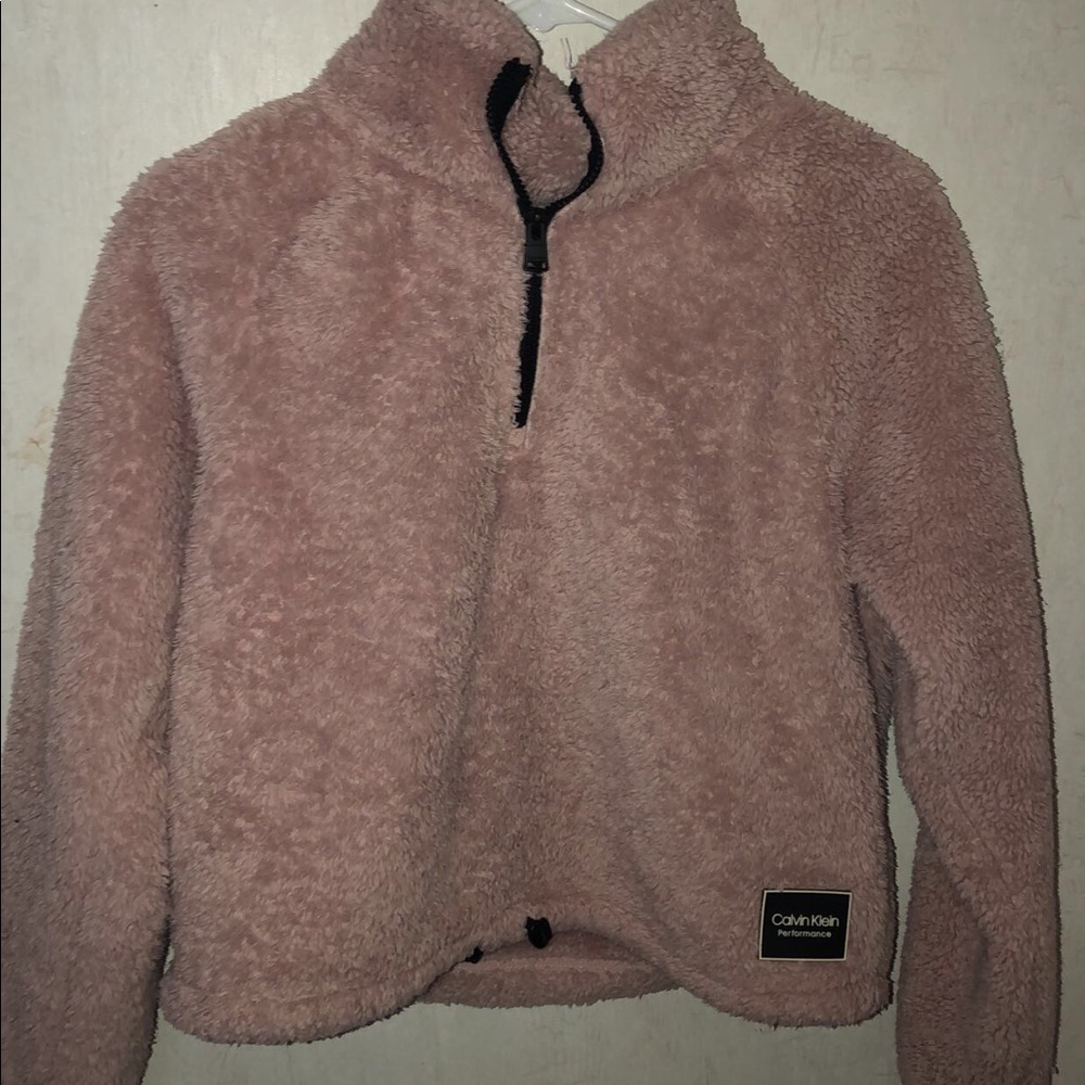 Fuzzy purple/pink Calvin Klein jacket!